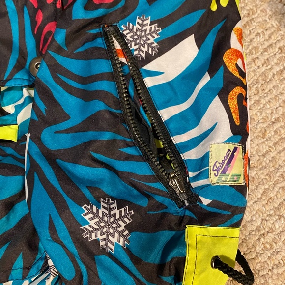 80’s 90’s “Ski Wild” Retro Neón Print Ski Pullover Jacket - Picture 6 of 6